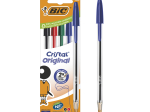 BIC Cristal Original Stylos-Bille Pointe Moyenne (1,00 mm) avec Capuchons et Embouts Assortis - Couleurs d’Encre Assorties, Lot de 5