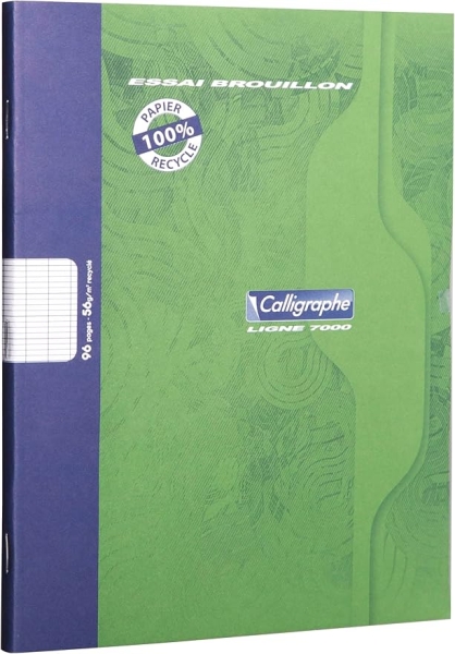 Cahier de brouillon 17x22 96p séyès 56g 100% recyclé