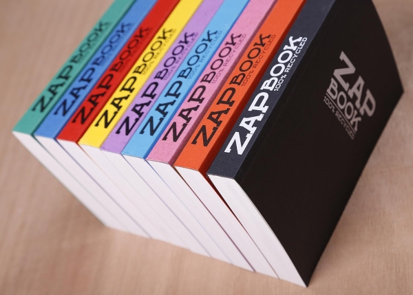 Zap Book - Clairefontaine 8366C Carnet Encollé 1/2 Zap Book - dos encollé grand côté A5 (14,8x21cm) 160 pages unies 80g -- Couleur de Couverture Aléatoire